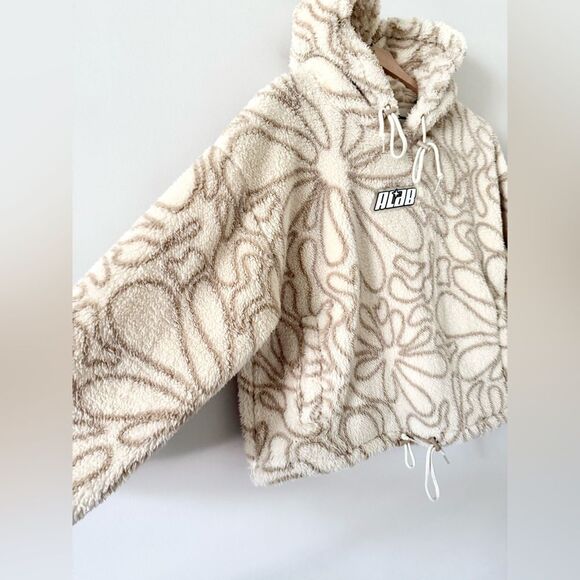 aLab Kendallie Flowers Birch Fleece Hoodie in Cream and Tan Floral - Size M - Picture 4 of 8